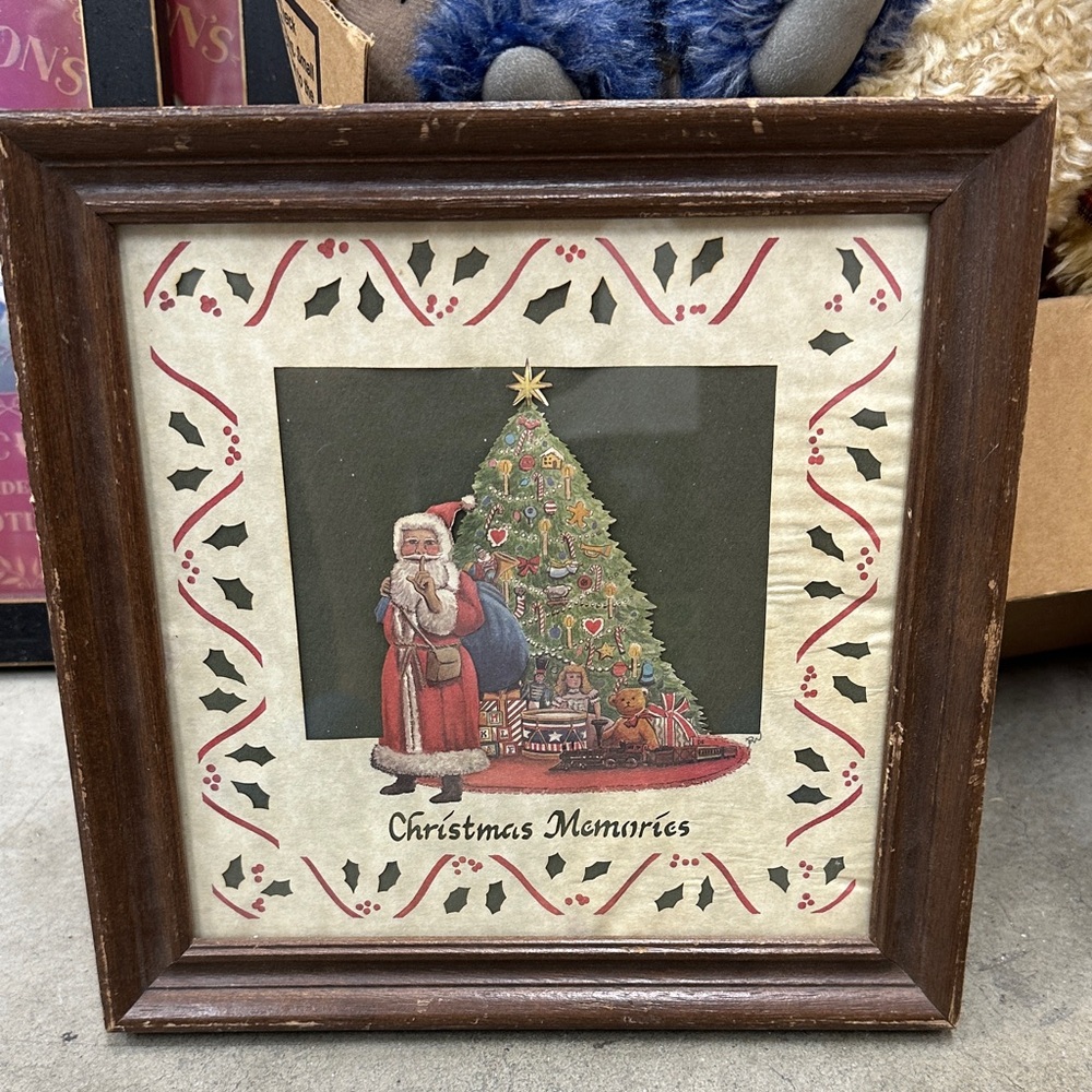 VTG Christmas Die Cut Memories Framed Art Design by Scissors 1988 RARE